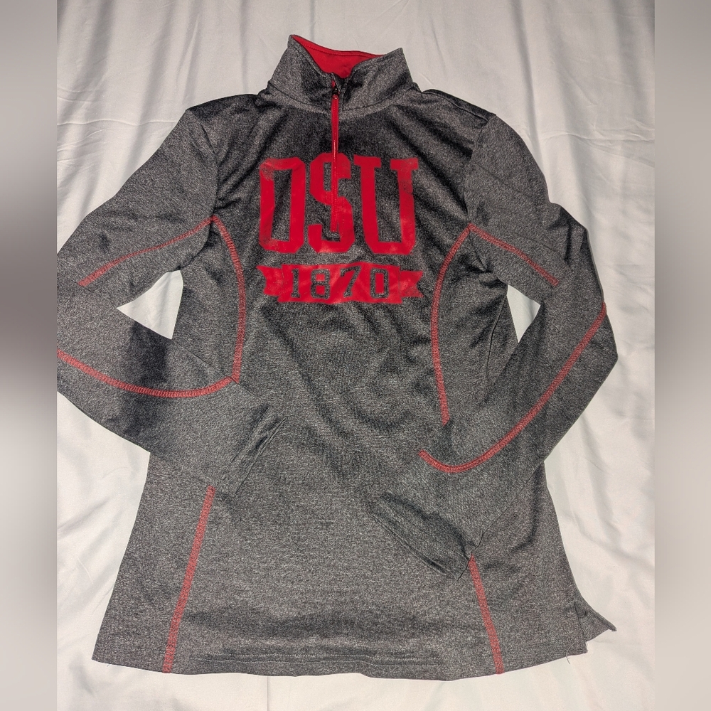 Scarlet & Gray Women's Medium Ohio State Buckeye Quarter Zip Pullover Sweatshirt